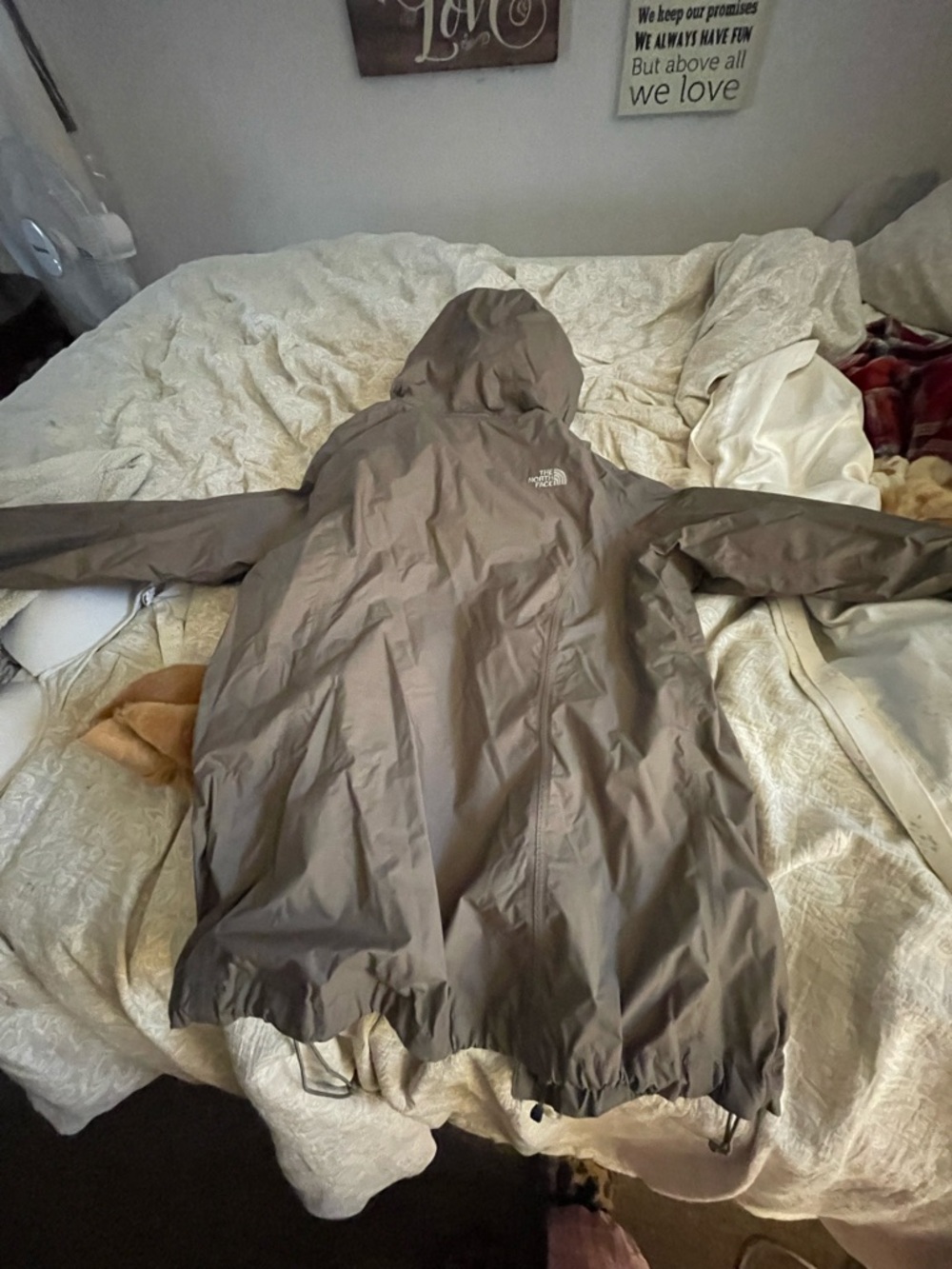 The North Face Women's Hooded Rain Jacket in Taupe